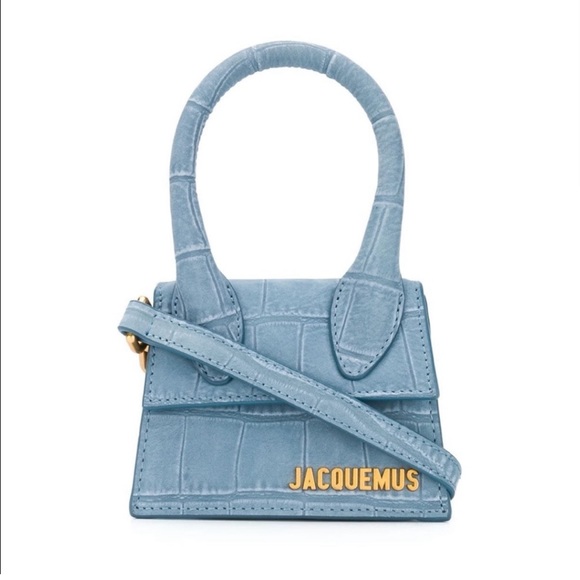 Jacquemus Le Chiquito Suede Croc Embossed Mini Bag in blue - Picture 1 of 17